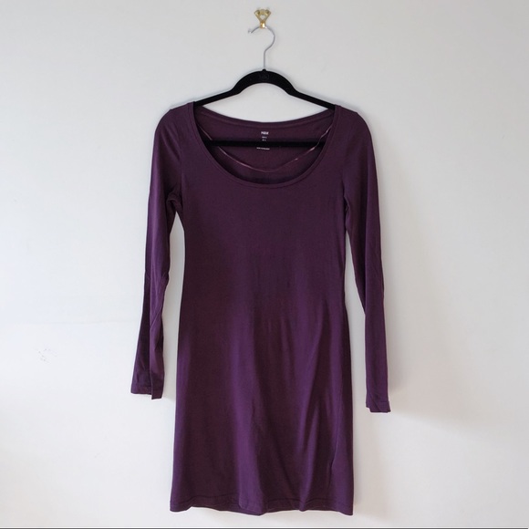 h&m purple bodycon dress Lilac purple ruched rubbed bodycon dress from